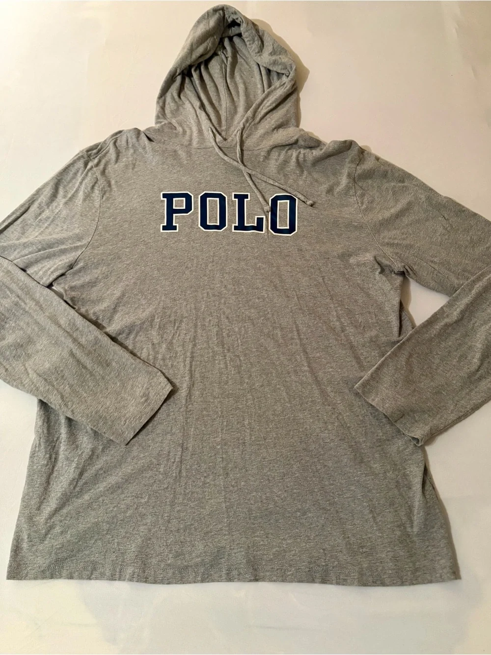 Polo Ralph Lauren Long Sleeve T-Shirt Hoodie Mens XL Gray/Navy Embroidery NWOT